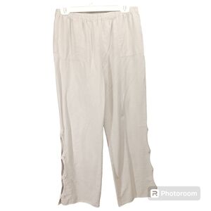 Soft Surroundings Wide Leg Pull On Split Hem Pants White Size medium